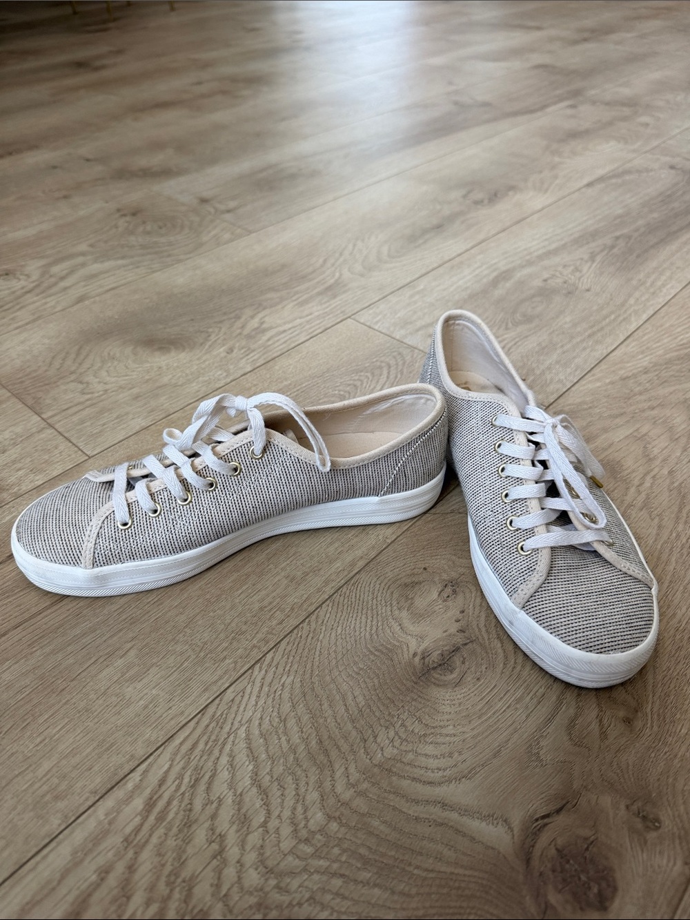 Casual Lace-Up Women's Sneakers in Light Beige